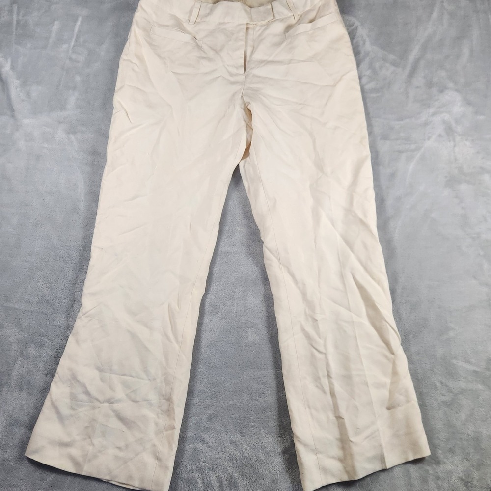 J McLaughlin Womens 6 Lined Trousers Pants Straight Leg Silk Cream USA Corpcore